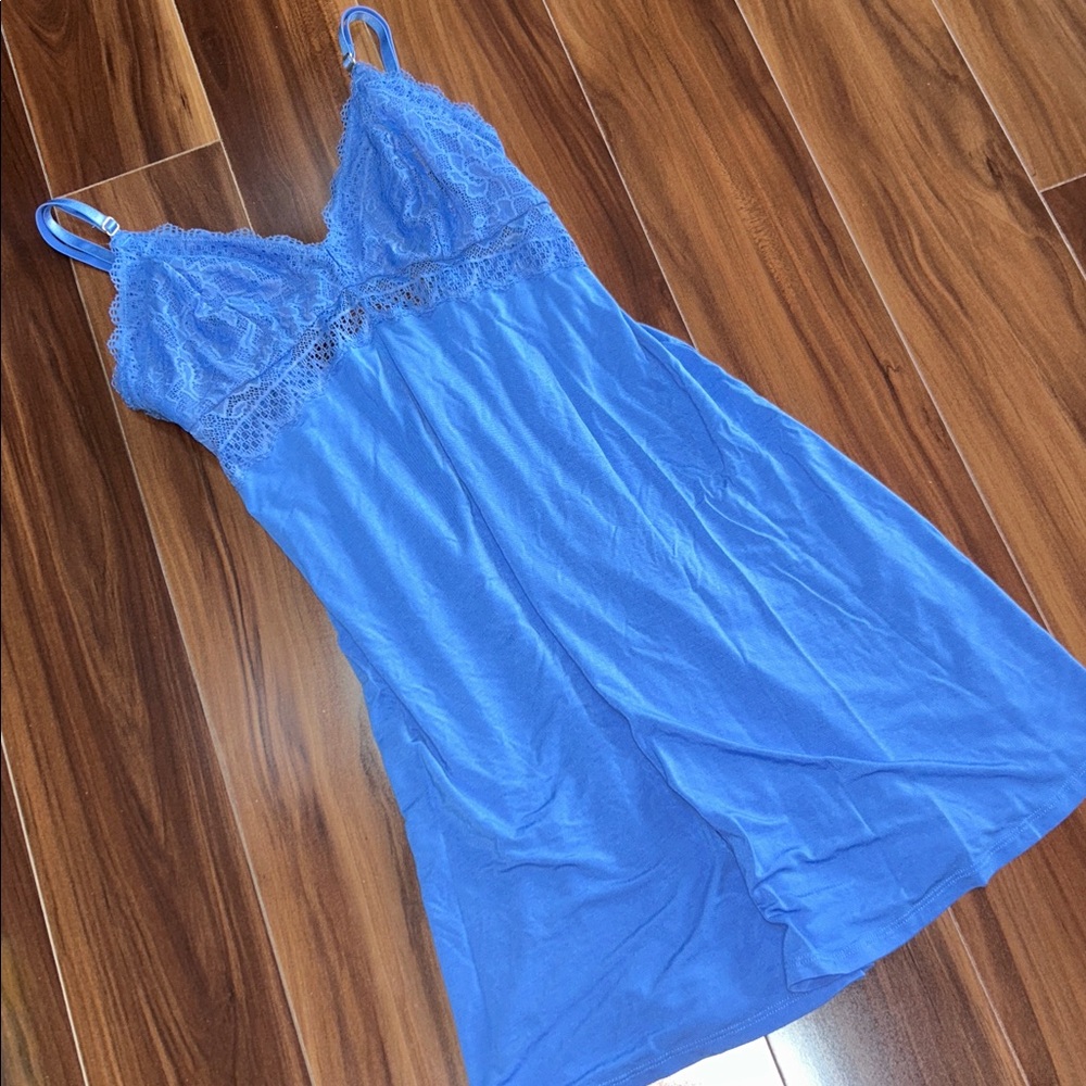 Soma Blue Lace-Trim Slip Nightgown